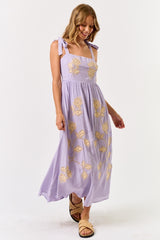 Embroidered Flower Maxi