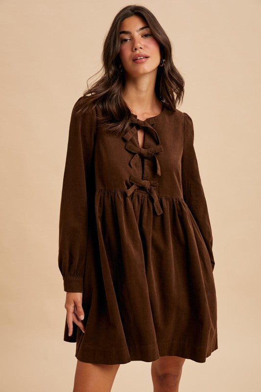 Alia Cord Bow Dress