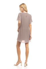 Pleated Short Sleeve Dress