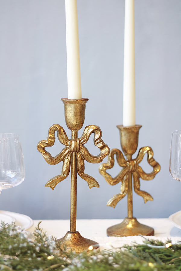 Gold Bow Taper Holder