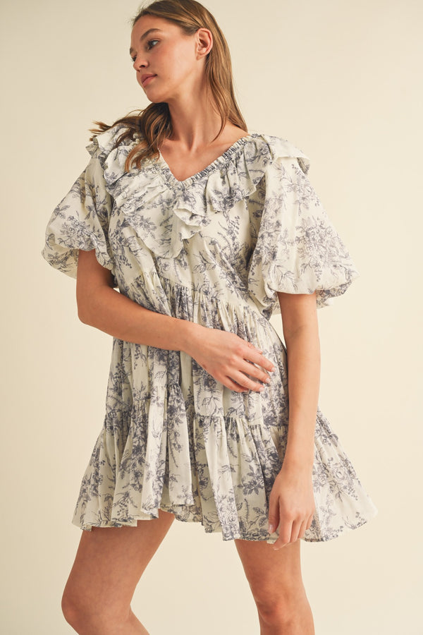Exclusive Ruffle V Neck Dress