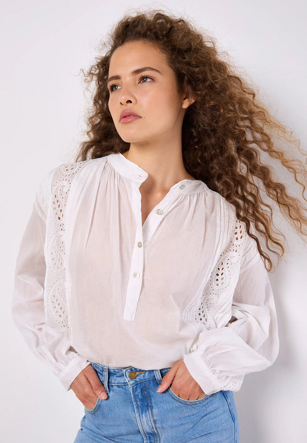 Pleat & Lace Blouse