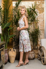 Printed Lace Halter Dress