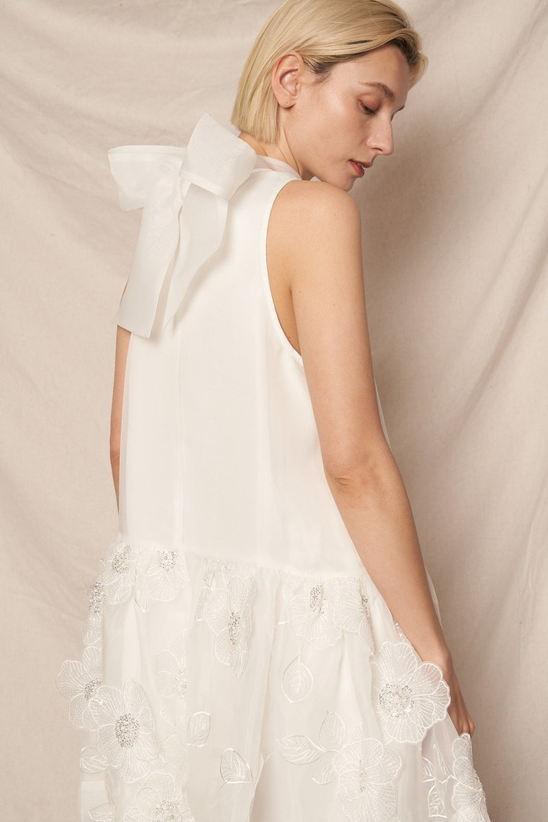 Halter Neck Organza Mini Dress