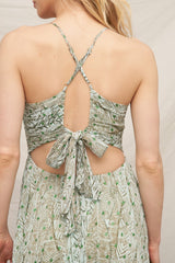 Printed Chiffon Tie Back Dress
