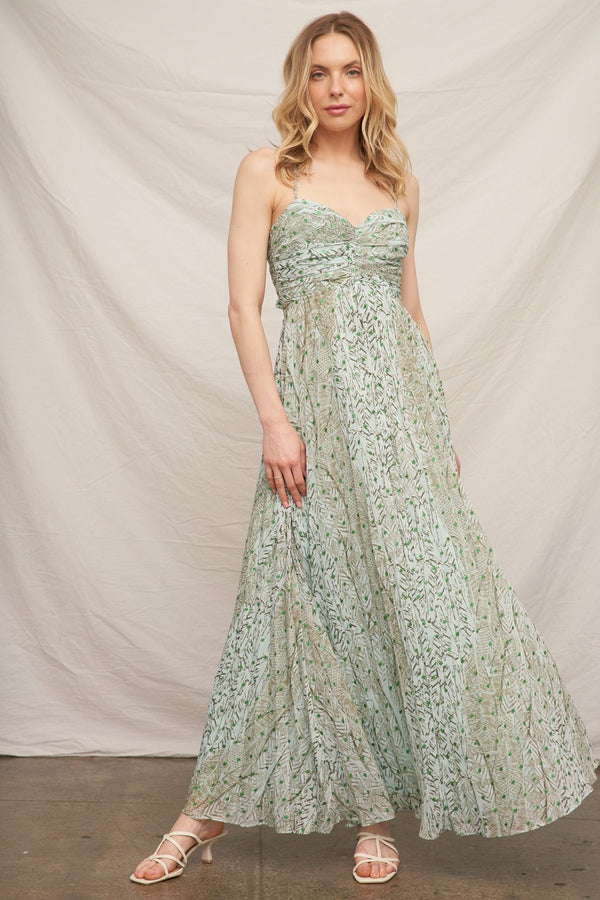 Printed Chiffon Tie Back Dress