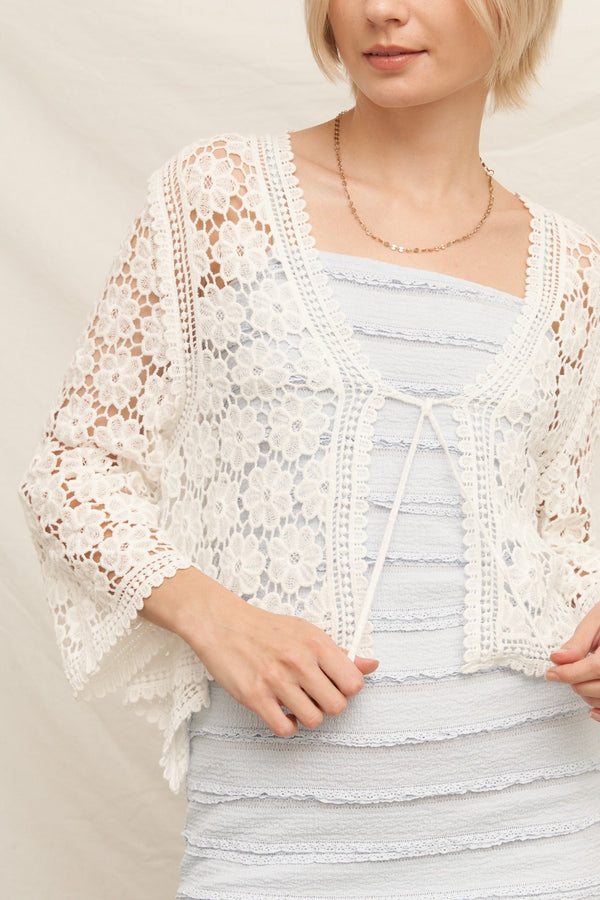 Wide Sleeve Crochet Cardigan