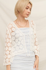 Wide Sleeve Crochet Cardigan