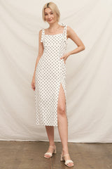 Polka Dot Midi Dress w/Slit