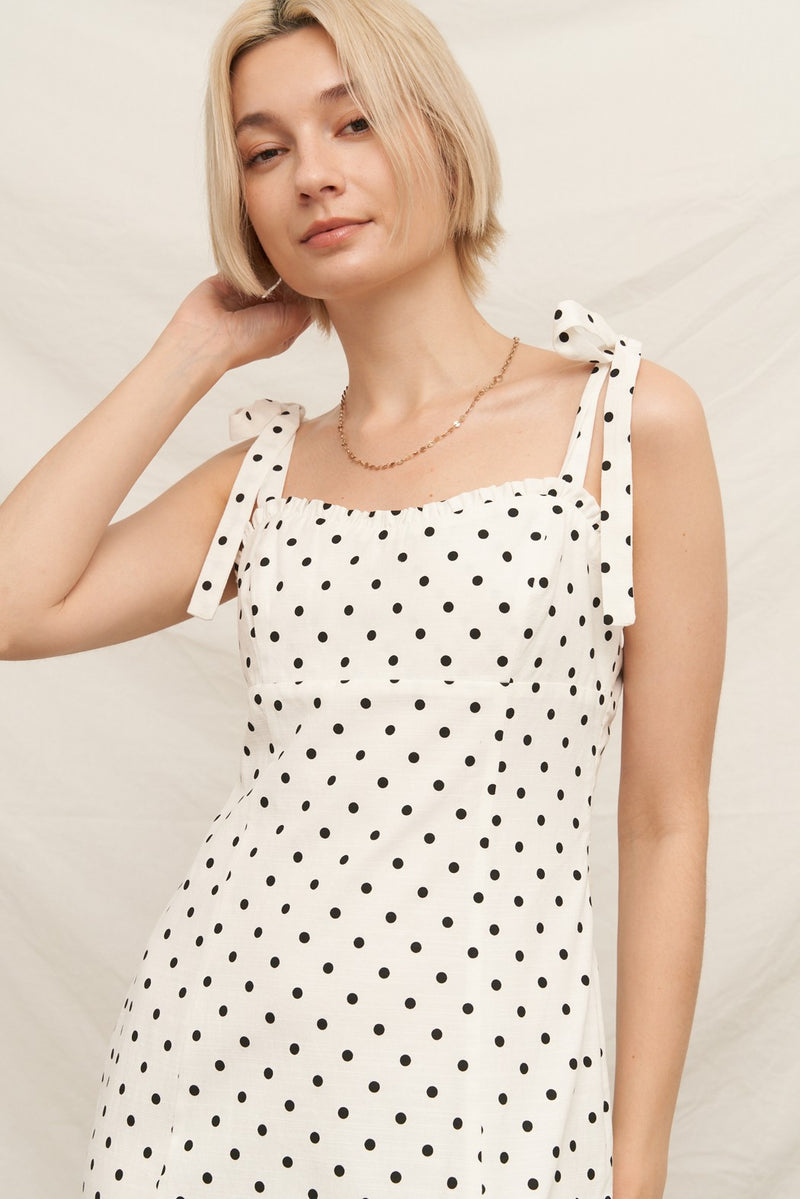 Polka Dot Midi Dress w/Slit