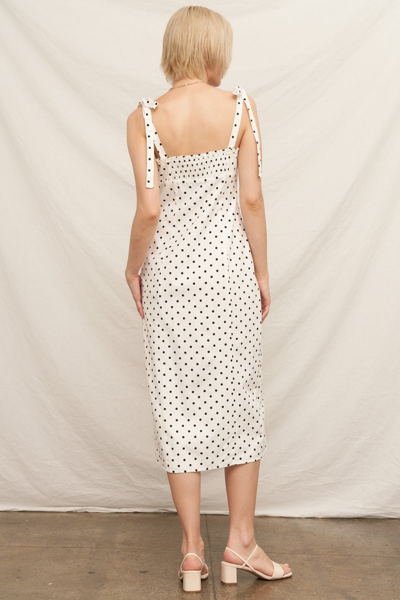 Polka Dot Midi Dress w/Slit