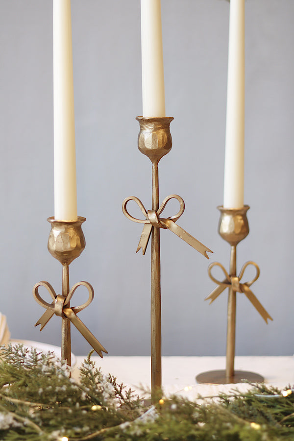 Forged Iron Bow Candle-Gold