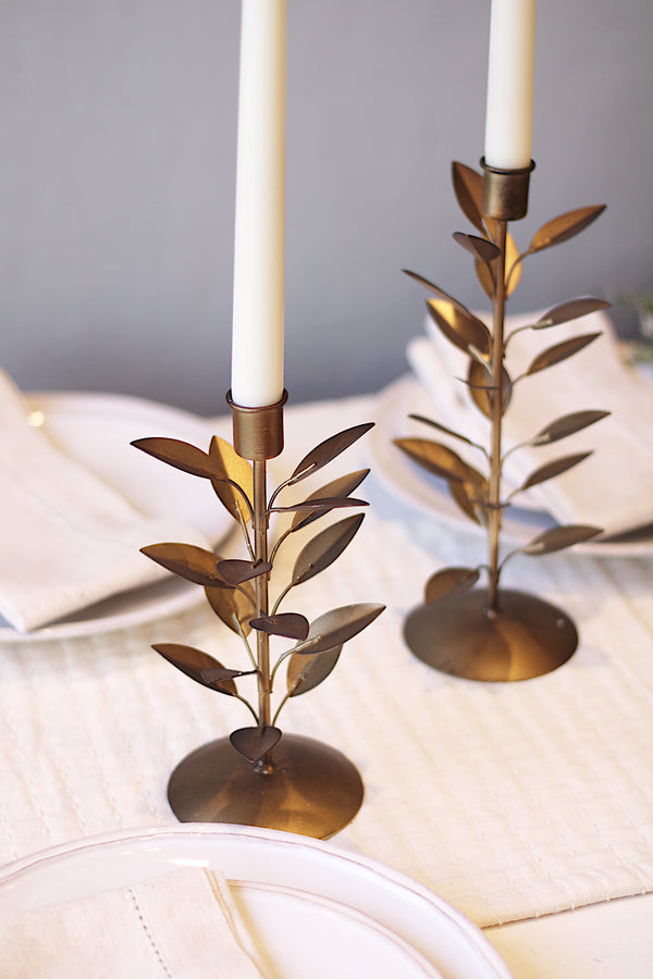 Metal Leaf Candle Holder