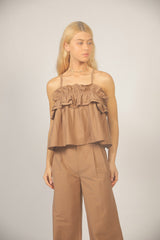 Linen Ruffle Tank