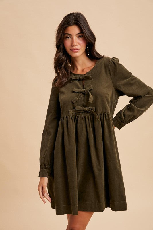Alia Cord Bow Dress