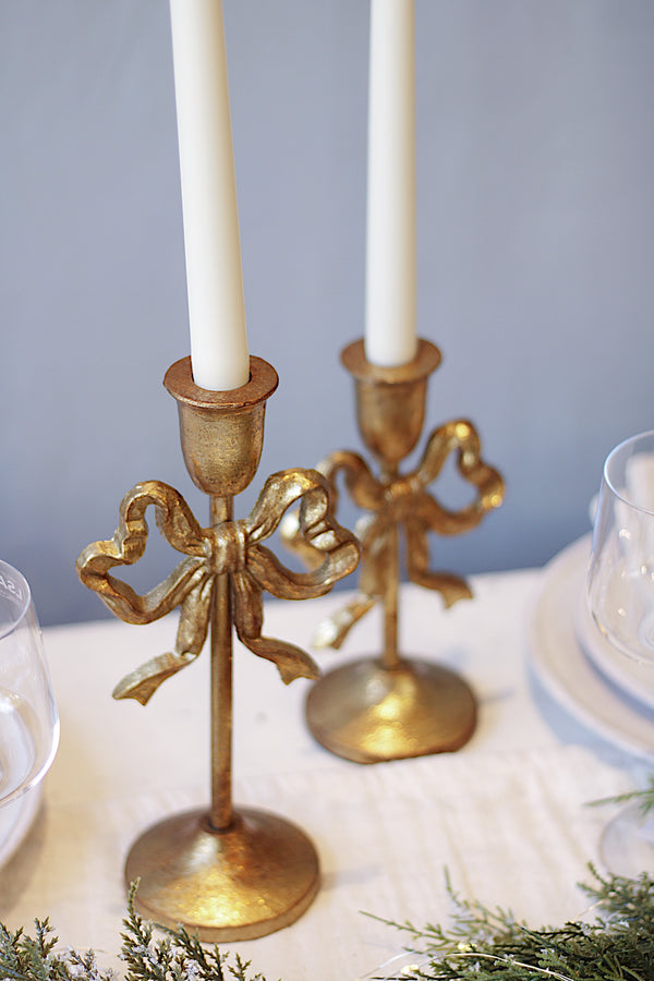 Gold Bow Taper Holder