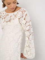 Floral Crochet Bell Sleeve Dress
