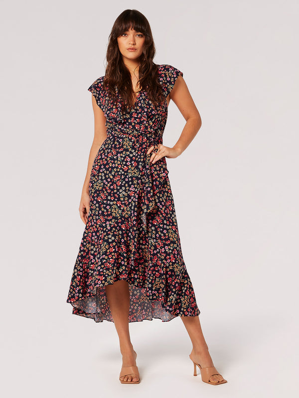 Spaced Ditsy Ruffle Dress