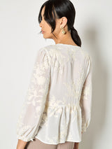 Embroidered Peplum Top