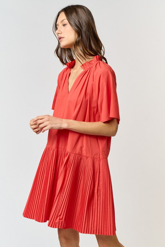 Pleated V Neck Babydoll