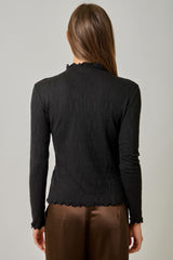 Ruffle Mock Neck