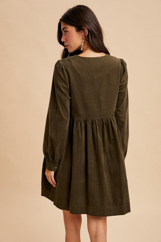 Alia Cord Bow Dress