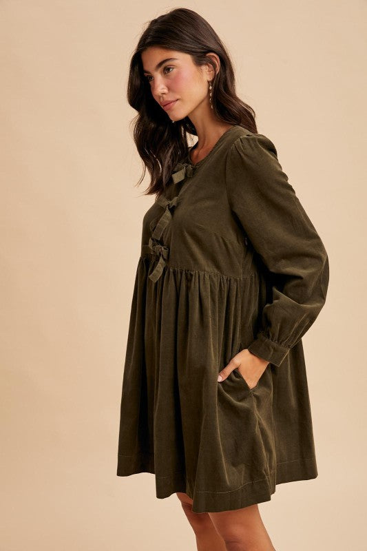 Alia Cord Bow Dress