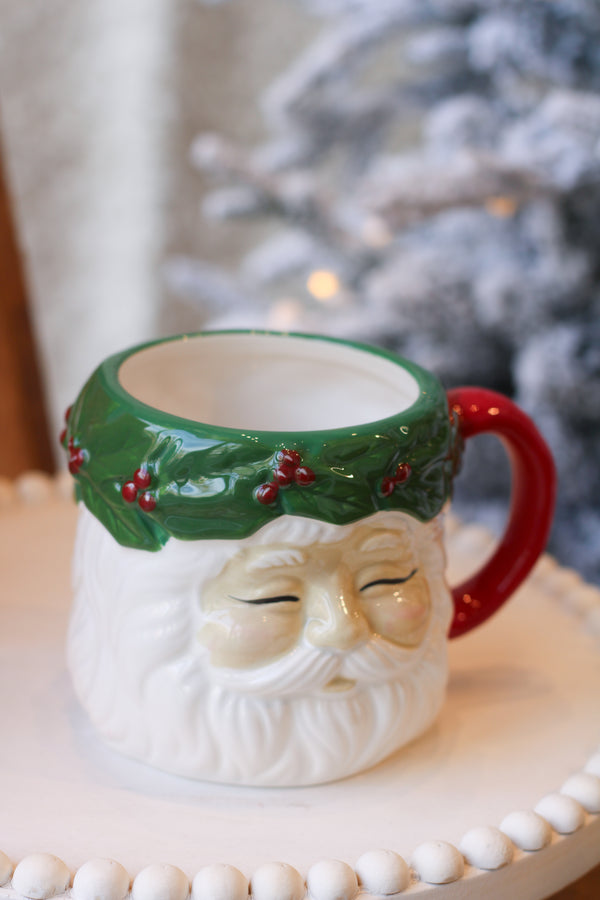 Santa W/Wreath Mug