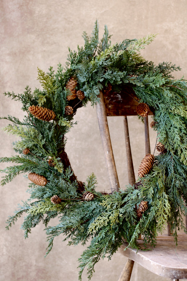 RT Cedar Wreath W/Cones 24"