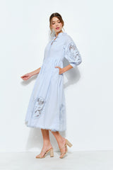 Cotton Lace Embroidered Midi Dress