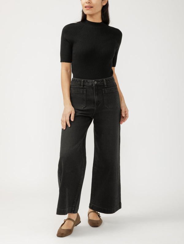 Vintage Ankle Wide Leg-Ebony