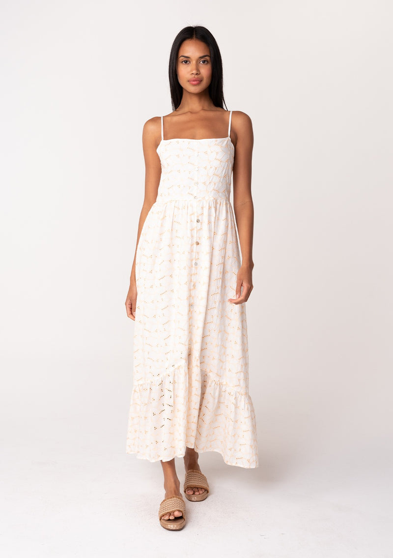 Embroidered Button Down Dress