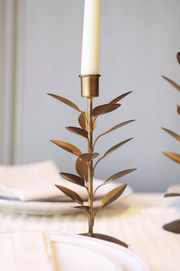 Metal Leaf Candle Holder