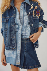 Lace Embroidered Denim Shirt