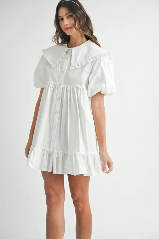 Ruffled Collar Mini Dress