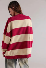 Classic Stripe Crew Wide-Cherry