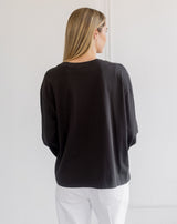 Long Sleeve Boxy Tee-Vint.Black