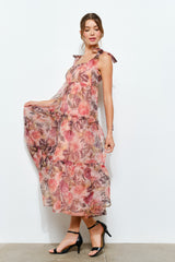 Organza Tiered Midi Dress