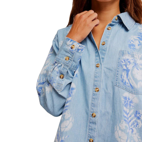 Airbrushed Blossom Denim Shirt