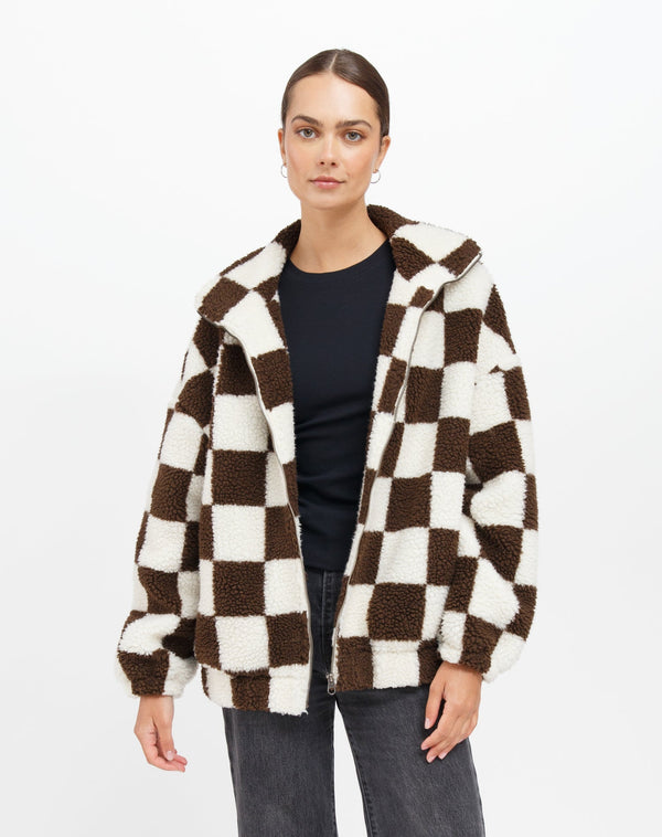 Checkerboard Sherpa Full Zip