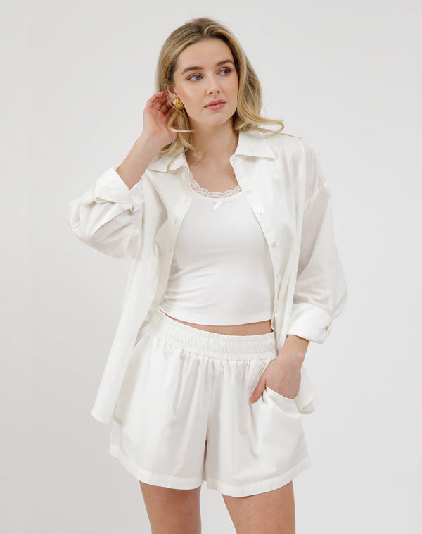 Poplin Button Up-White