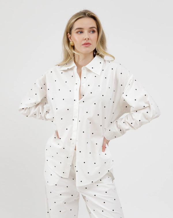 Poplin Button Up-Polka Dot