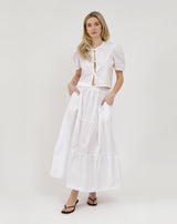 Poplin Long Skirt-White