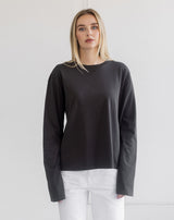 Long Sleeve Boxy Tee-Vint.Black
