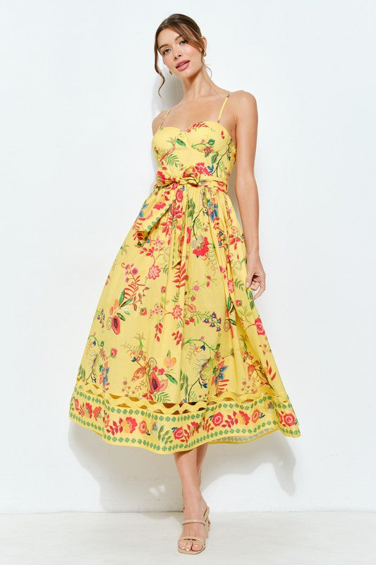 Embroidered Bustier Midi Dress