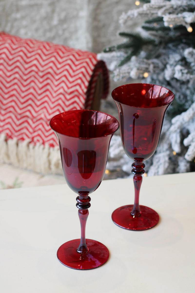 Ornate Stem Goblet-Red