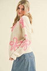 Floral Contrast Stitch Sweater