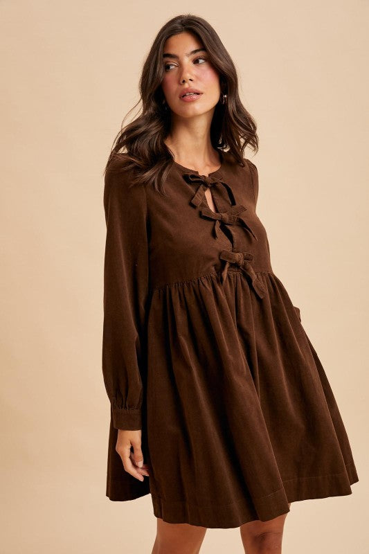 Alia Cord Bow Dress