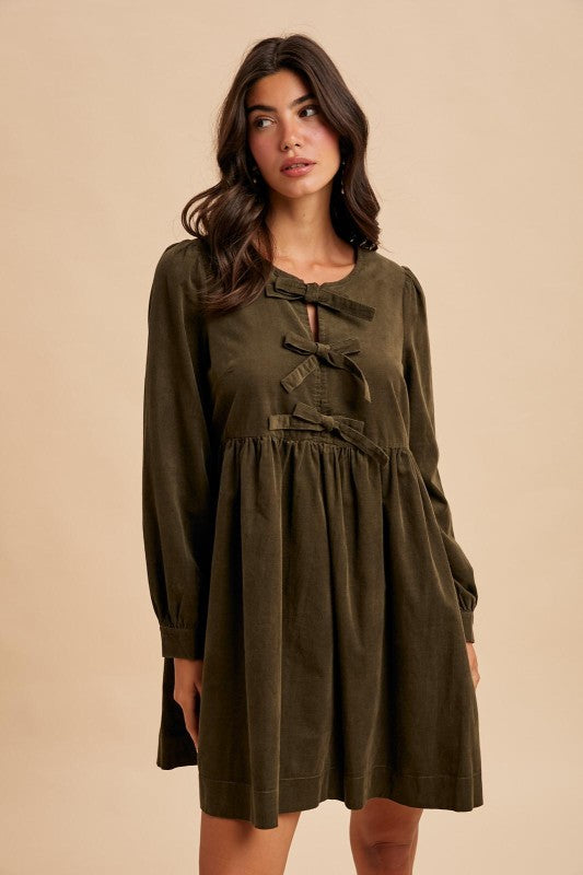 Alia Cord Bow Dress