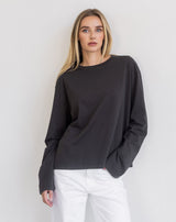 Long Sleeve Boxy Tee-Vint.Black
